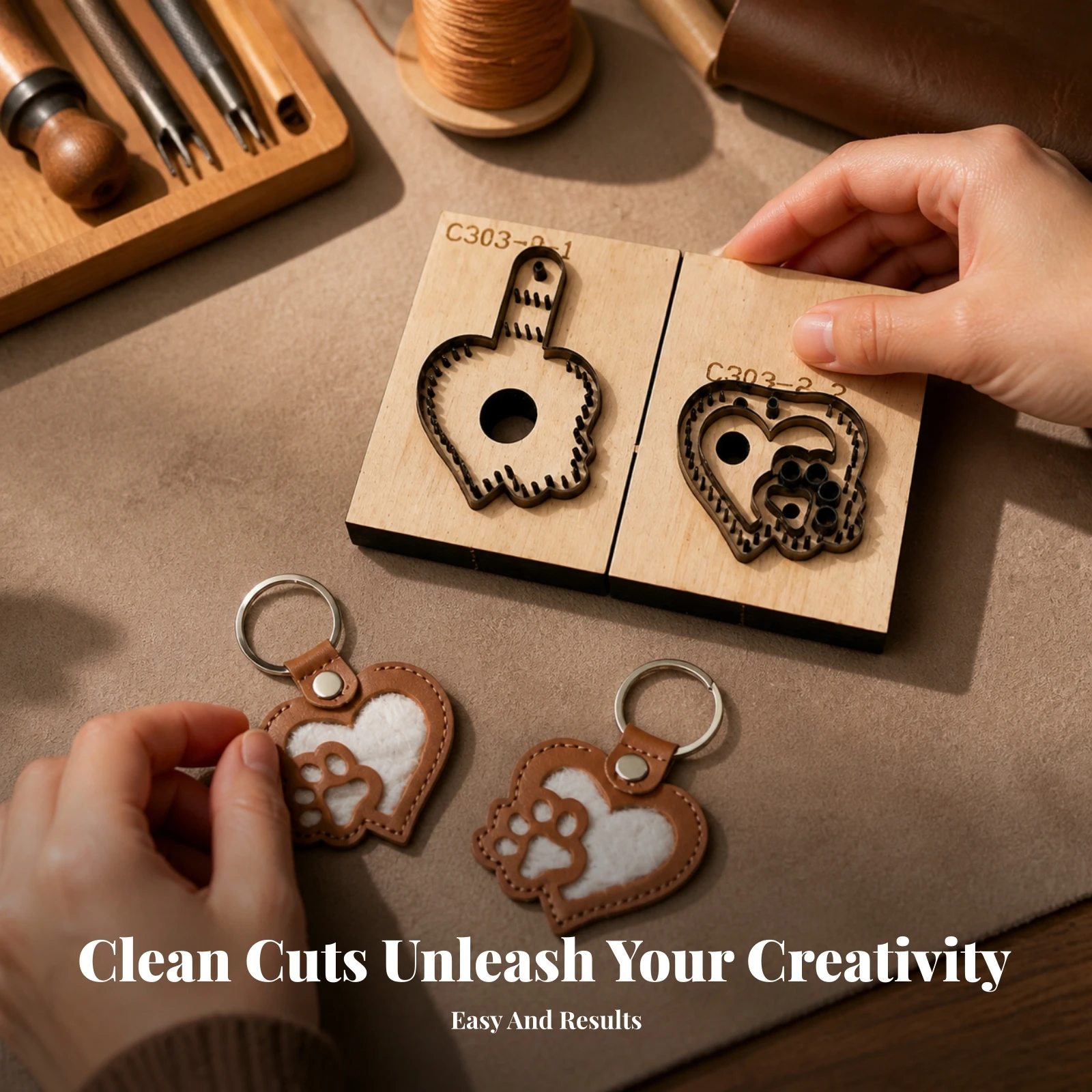2 Pieces Pet Memorial Pendant Cutting Die Accurate Paw and Heart Leather Die Long-Lasting Sturdy for Leathercrafters