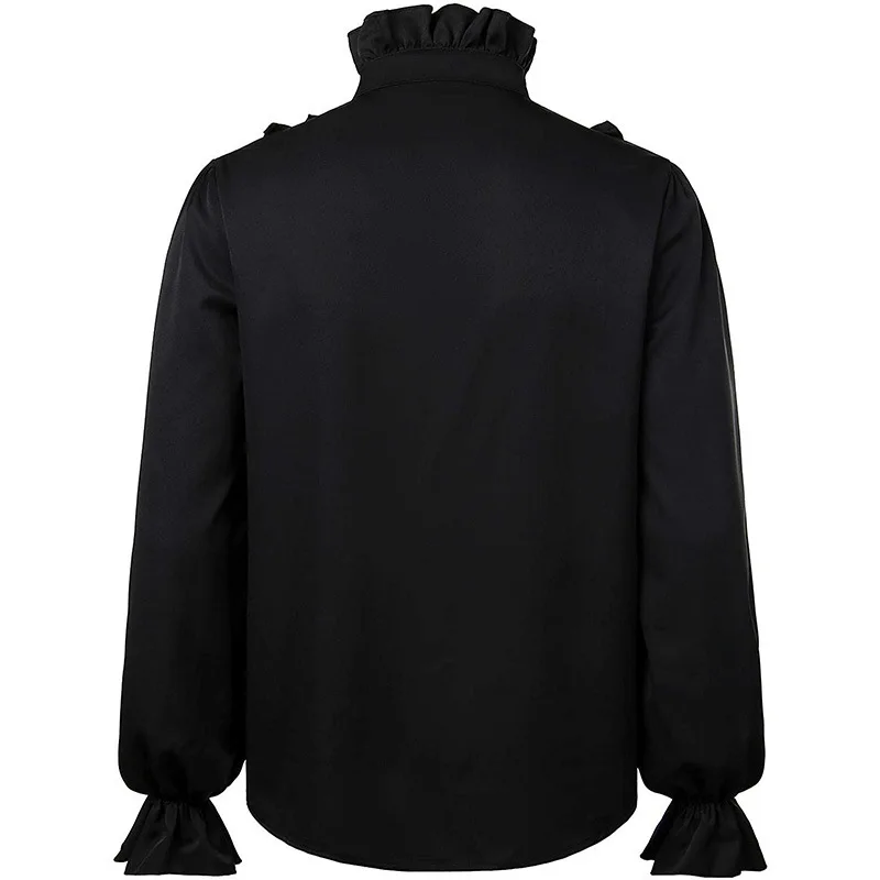 Men's Pirate Shirt Halloween Performance Costume Folded Design Inner Wear for Medieval times Punk Victorian Style Top
