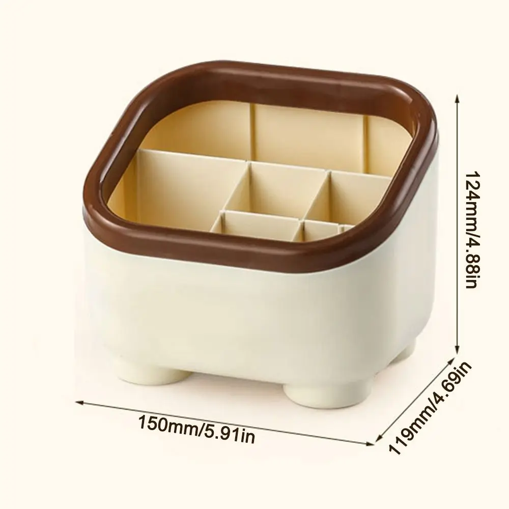 New Multi Grid Penholder Large Capacity with Stickers Table Storage Box Cartoon Pattern Makeup Brush Organizer Box