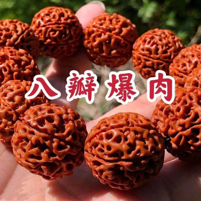 High Quality Original Seed Red Skin Rudraksha Buddha Beads Rosary Bracelet 6 6 7 7 8 Eight Pieces