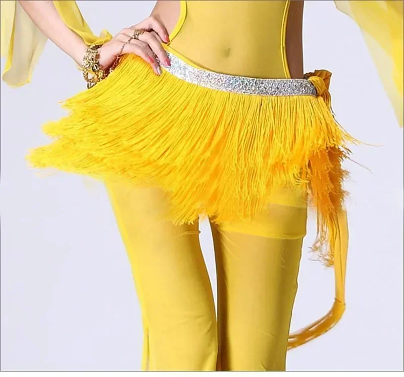Women Sequin Tassel Dance Hip Scarf Indian Belly Dancing Hip Skirt Costumes Belt Hip Wraps Scarf