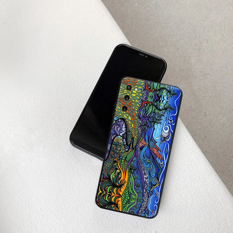 Phone Case for Samsung S24 Ultra S23 FE S22 S21 S20 S10 Abstact Trippy Psychedelic Art Galaxy Note20 Soft Black Silicone Cover