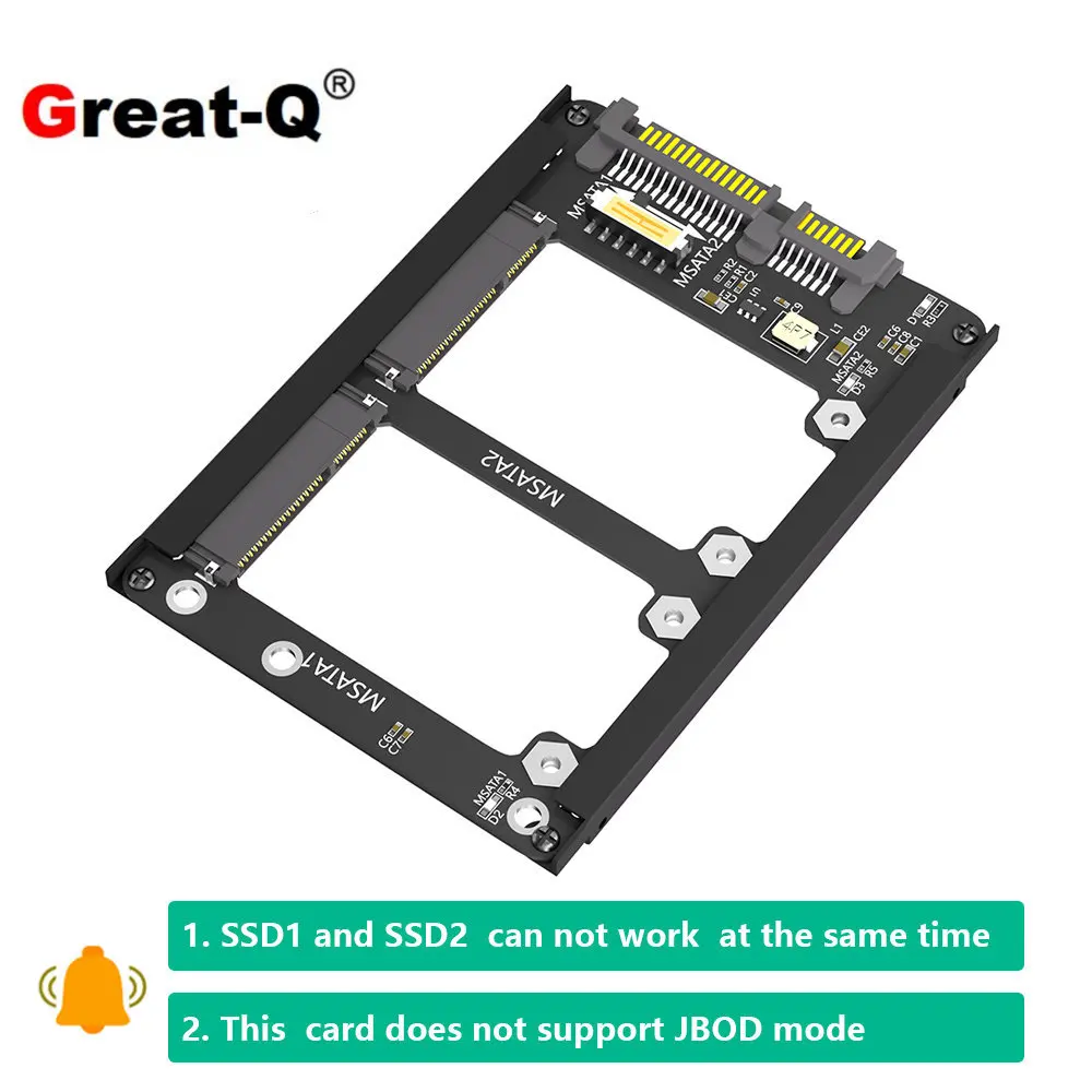 Dual MSATA to SATA3.0 expansion card SSD solid state drive to 6Gbps interface adapter dual minSATA