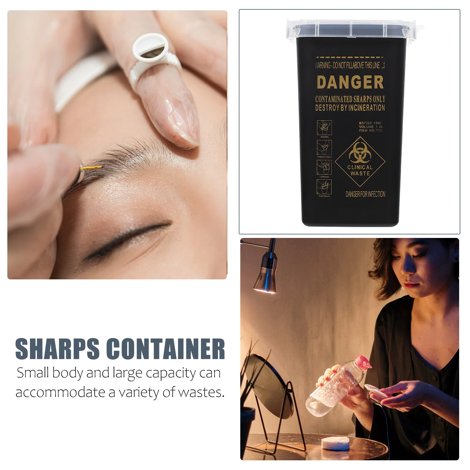 

Salon Sharps Containers Plastic Home Needles Disposal Durable Non-Deformable Fine Texture Practical Convenient Desktop Bins