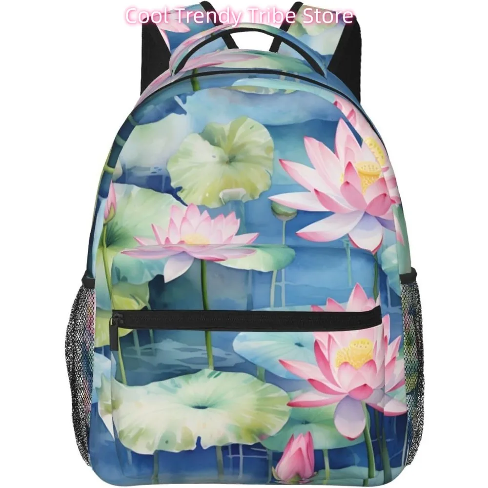 

laptop bag back to school Cute Lotus Flower Lightweight Laptop Backpack Lightweight Multipurpose Travel Casual Daypack Unisex Co