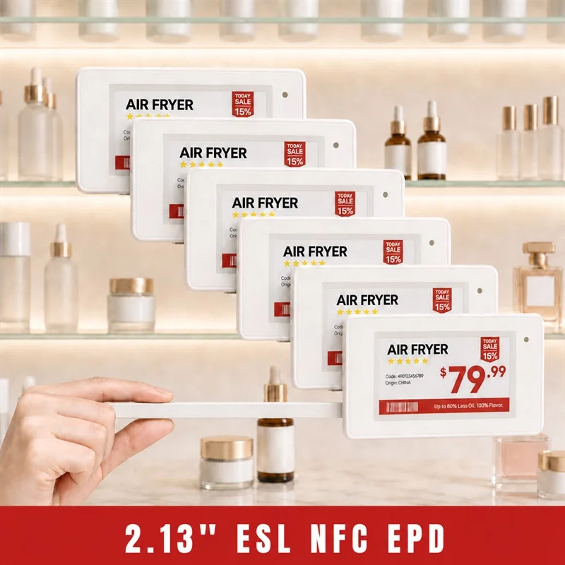 6-etichette-prezzo-esl-da-213-pollici-etichette-e-paper-per-scaffali-con-controllo-tramite-app-mobile-nfc-e-display-digitale-via-bluetooth-per-il-commercio-al-dettaglio