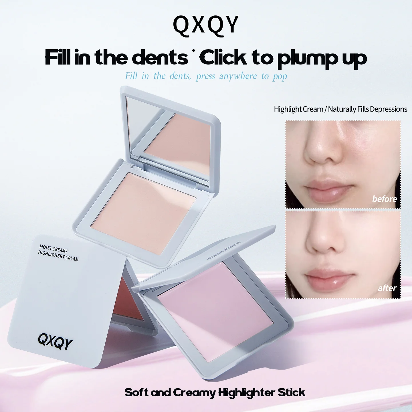 Crema evidenziatore cremosa umida Effetto schiarente naturale sul viso Trucco duraturo