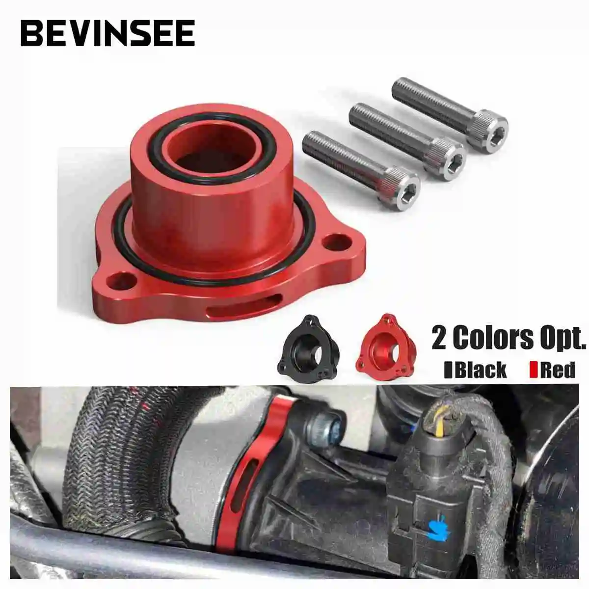 

BEVINSEE Atmospheric Blow-off Valve Spacer Adapter for Audi A3 8V A4 B9 A5 8W TT S3 RS3 Allroad C8 for VW for Golf Mk7 GTI/R