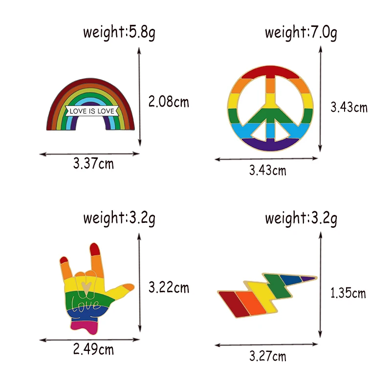 الحب هو الحب قوس قزح المينا دبابيس LGBT فخر اليد السلام البرق دبابيس حقيبة الملابس التلبيب دبوس المثليين المثليين المعادن شارة مجوهرات