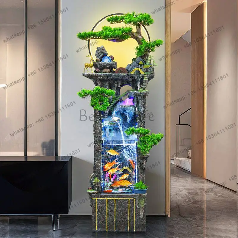 LS rockery flowing water fish tank ornament opening entrance living room lucky feng shui wheel alpine fountain cycle
