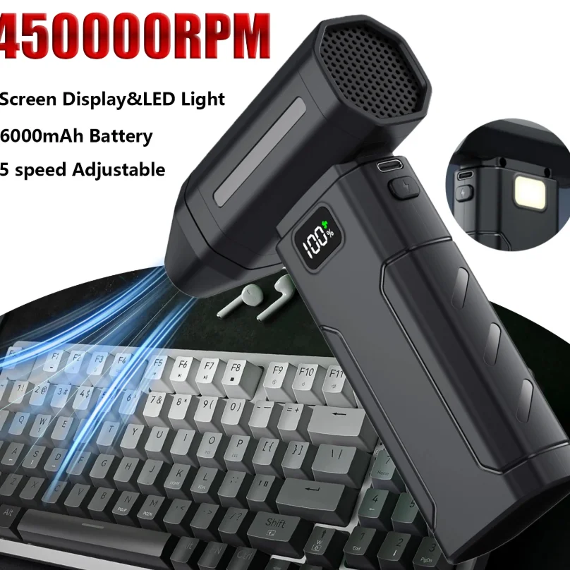 

X8 New Dust Blower 450,000RPM High Speed Turbo Violent Fan 5-Speed Handheld Jet Blower with Screen Display for Keyboard Cleaning