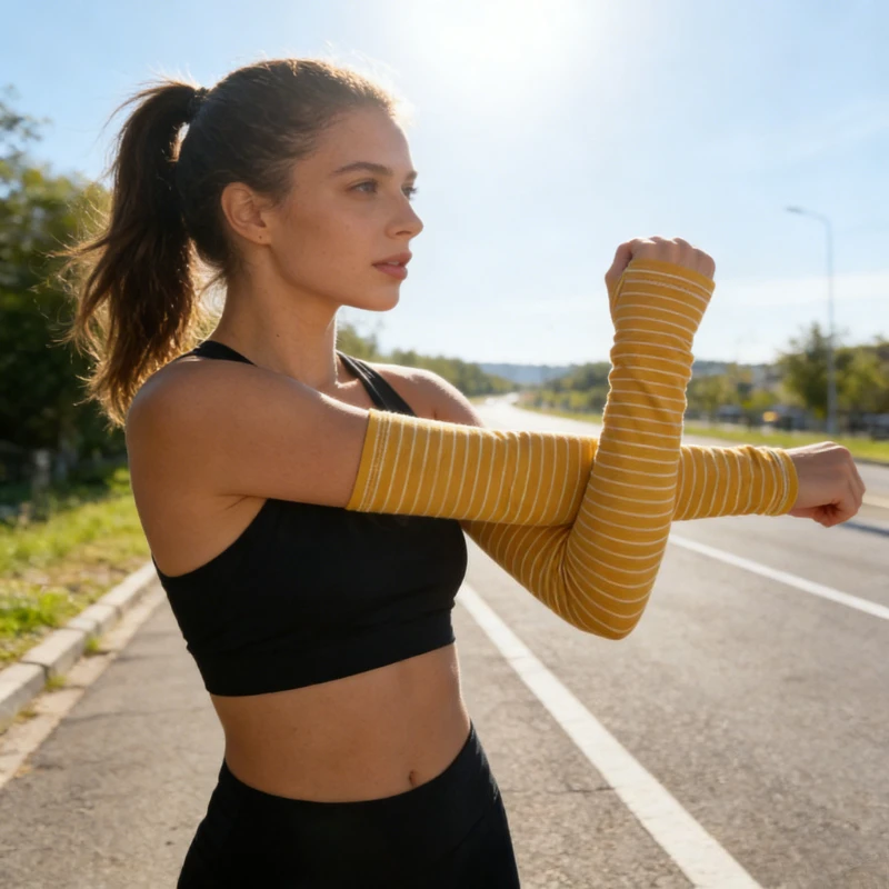

Women's Summer Sun Protection Sleeves with Japanese Stripes for Outdoor Cycling, Breathable Sports, UV Protection, Ice Sleeves