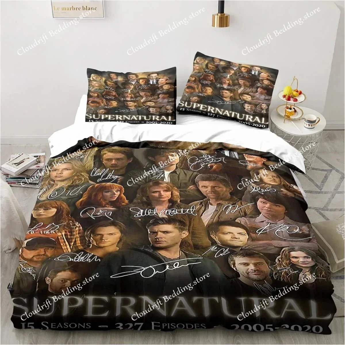 

Supernatural Logo Bedding Set Duvet Cover Bed Set Quilt Cover Pillowcase Comforter king Queen Size Boys Adult Bedding Set