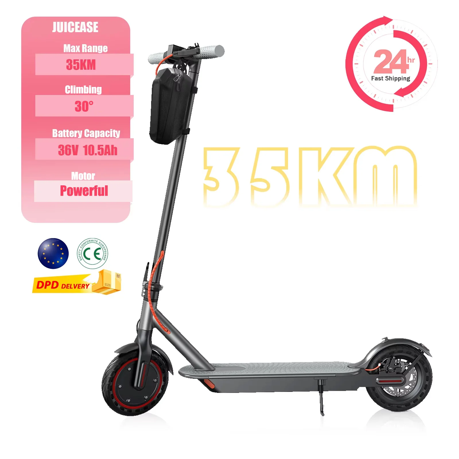 JUICEASE ES80 M365 Elektrische Scooter Krachtige Motor 36V 10.5Ah Lange Batterijduur 35KM Bereik 8,5 Inch Banden met Slimme APP Opvouwbare EScooter