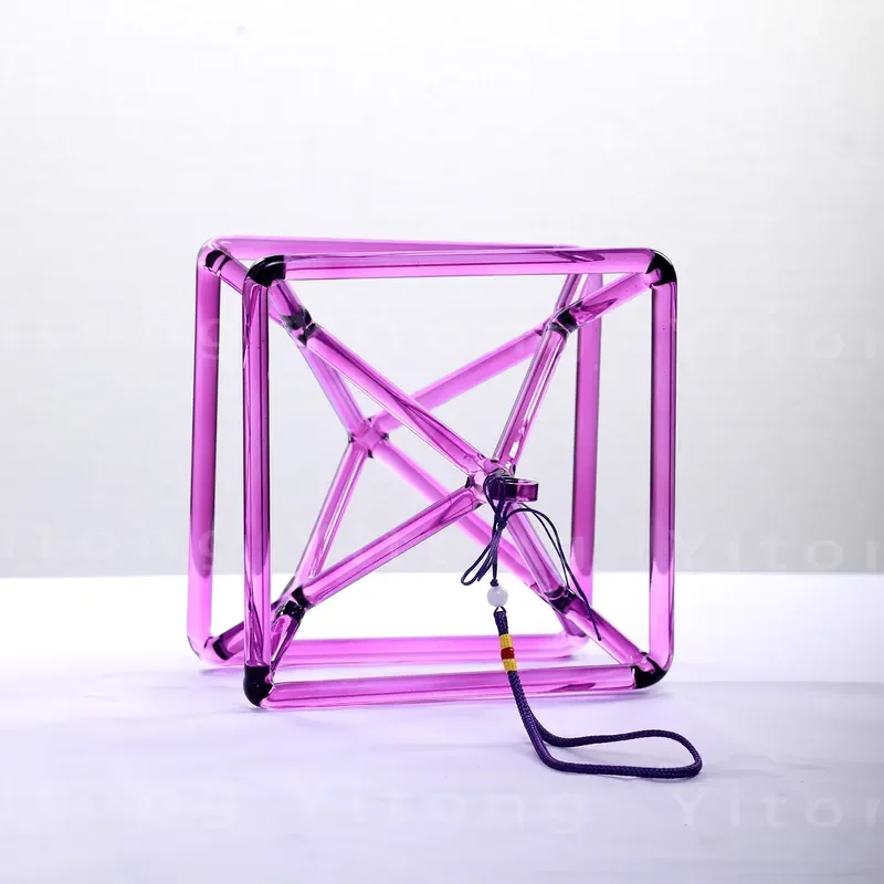STAR LIN KUP Purple Merkaba Crystal Pyramid with Case for Sound Bath Yoga Meditation Healing Energy Stone Decor Gift