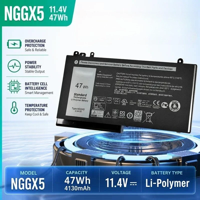 Laptop Battery for Dell NGGX5 Latitude E5270 E5470 E5570 P23T P48G Replacement Rechargeable Li-ion Notebook Power Supply