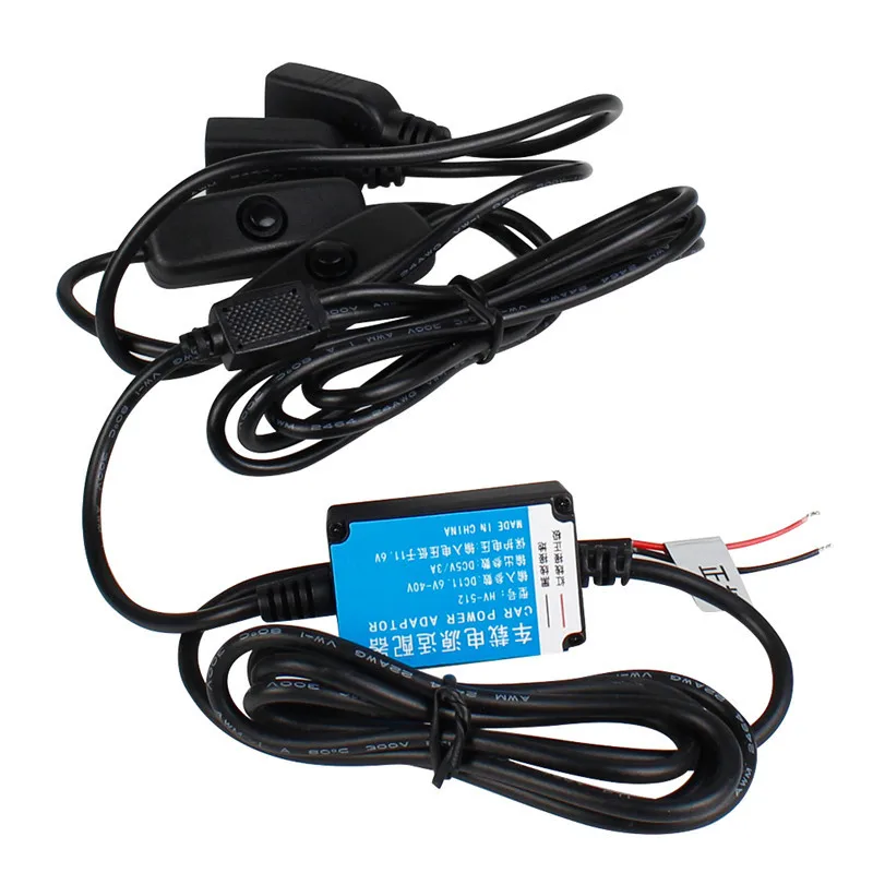 Wire Power Cord Cable Car Charger Dual USB Female Plug DC 12V To 5V 3A 15W Power Inverter Regulator Converter Kit