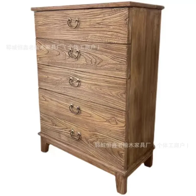 Old elm chest of drawers, push-pull drawers, side cabinet, porch floor-to-ceiling storage cabinet, wall storage chest