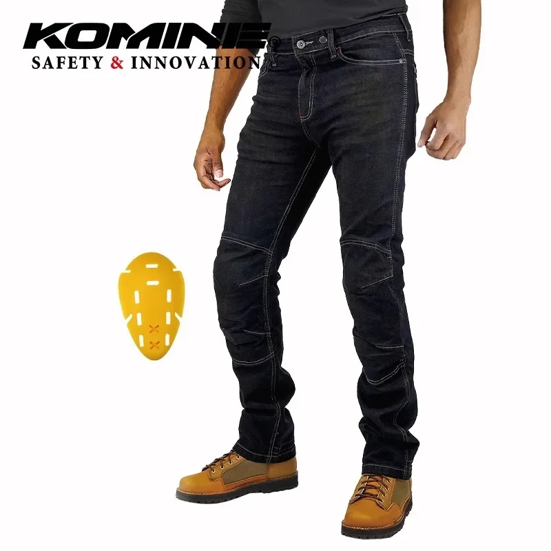 KOMINE Spring Summer High-waisted Stretch Denim Motorcycle Riding Pants Men's and Women's Knight Slim Jeans WJ-7323R