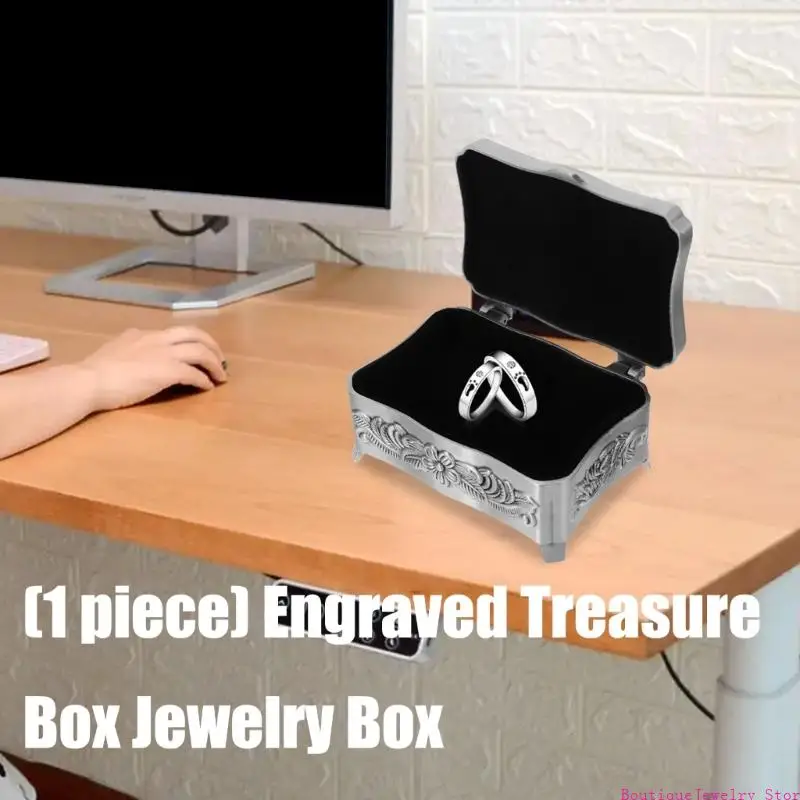 

E1PE Elegant Alloy Jewelry Box Storage Organizers For Earrings Necklaces