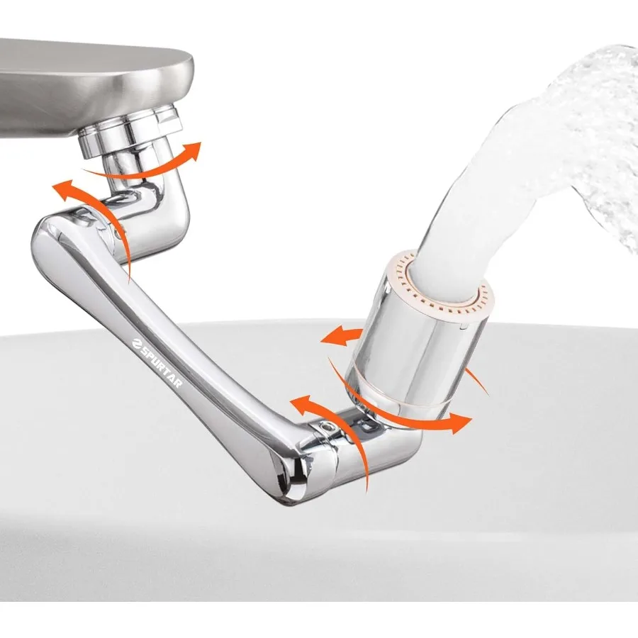 Przedłużka do baterii z obrotowym dyszą, aerator do kranu z możliwością obracania o 1440 stopni, z dwoma trybami strumienia dla dzieci i regulacją do łazienki.