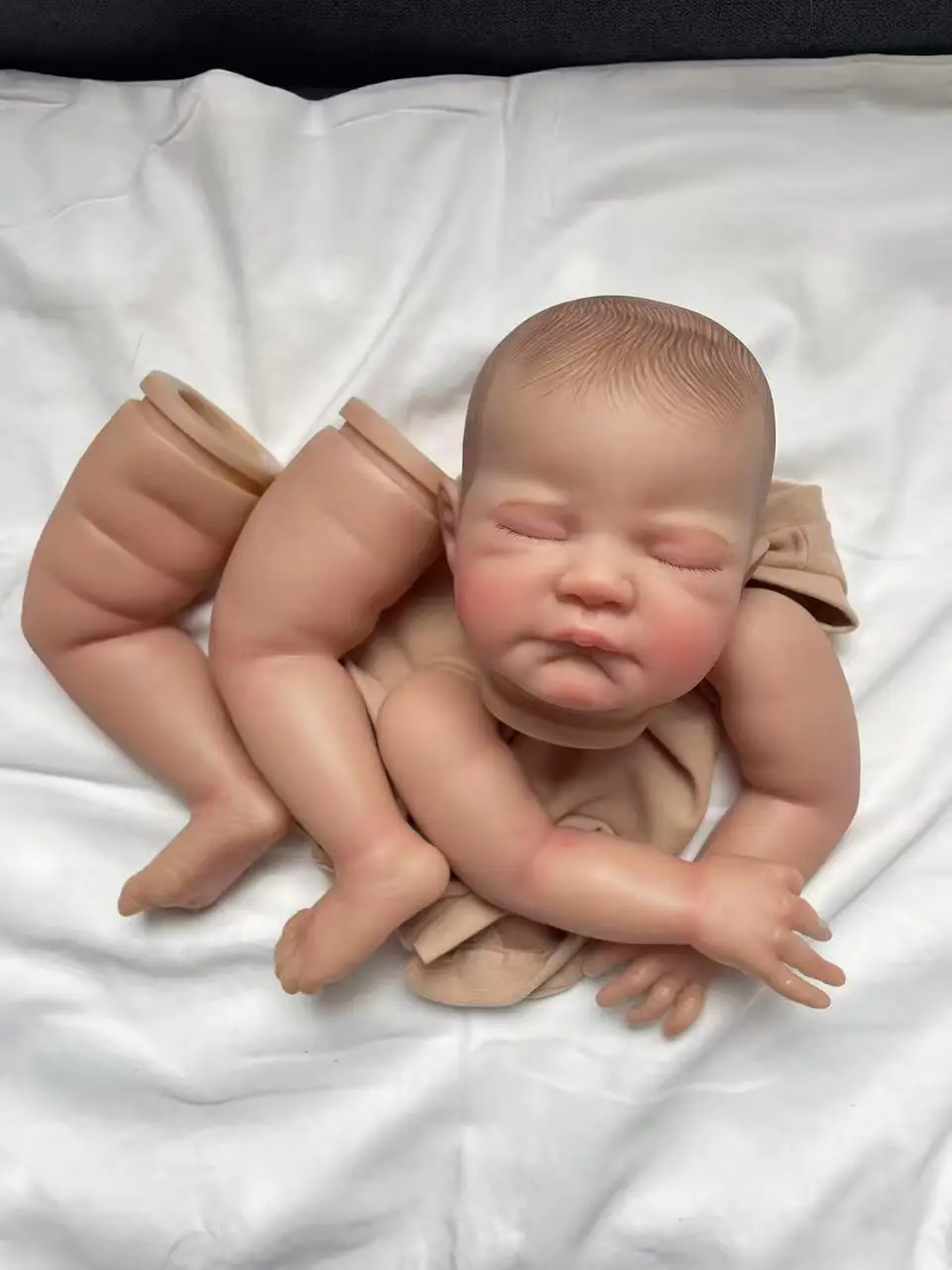 NPK 20'' Already Painted Kit August Asleep Baby Doll Lifelike 3D Skin Venis with Hand-draw Hair