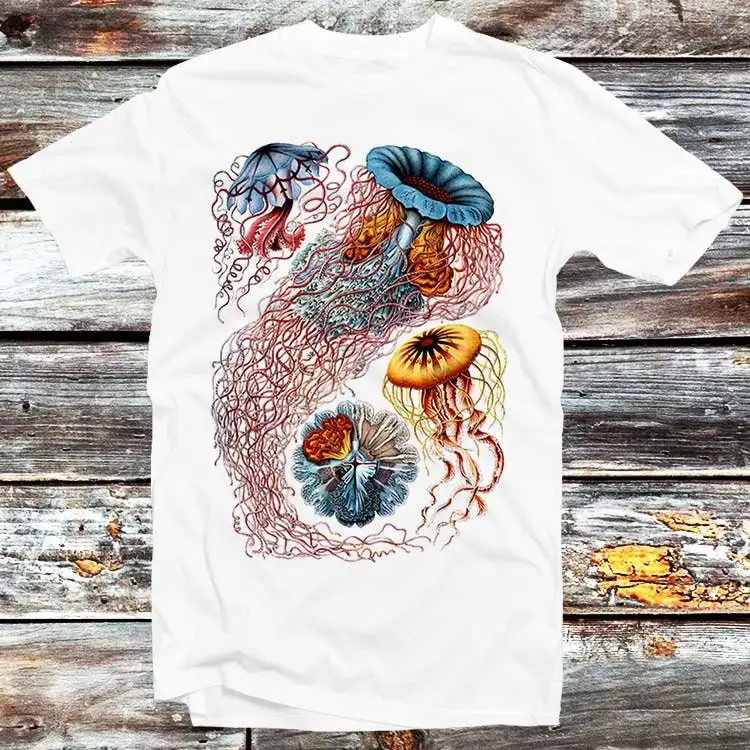 Jellyfish T Shirt Ernst Haeckel Discomedusae Ascidiae Art Drawing Forms Of Nature Vintage Retro Style B36