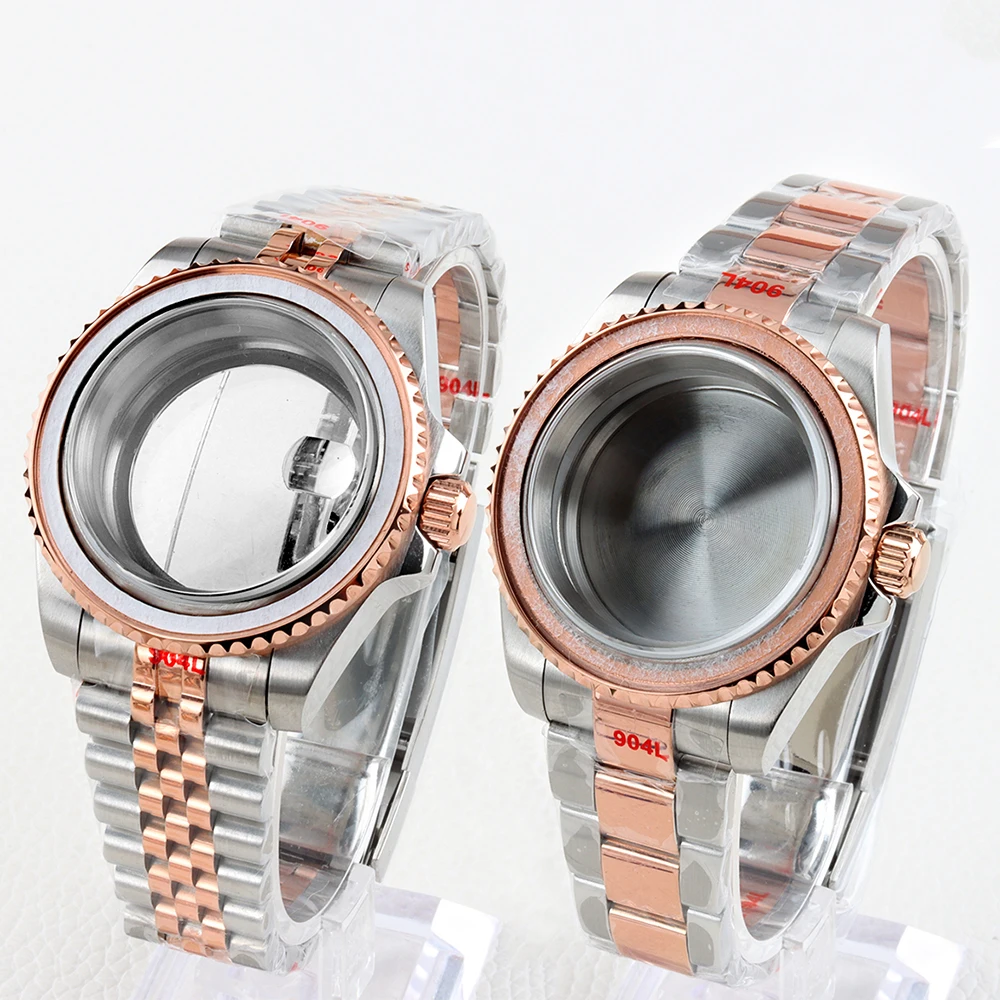 

40mm Watch Case 20mm Strap Stainless Steel Jubilee/Oyster Bracelet for SUB 28.5mm Dial NH34 NH35 NH36 NH38 Movement No Bezel
