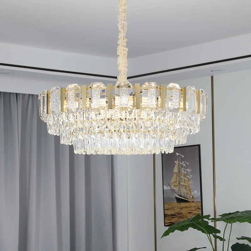 

Light Luxury Chandelier Living Room Dining Room Bedroom Crystal Lamp Nordic Postmodern Round High-grade Atmosphere LED Home Lamp