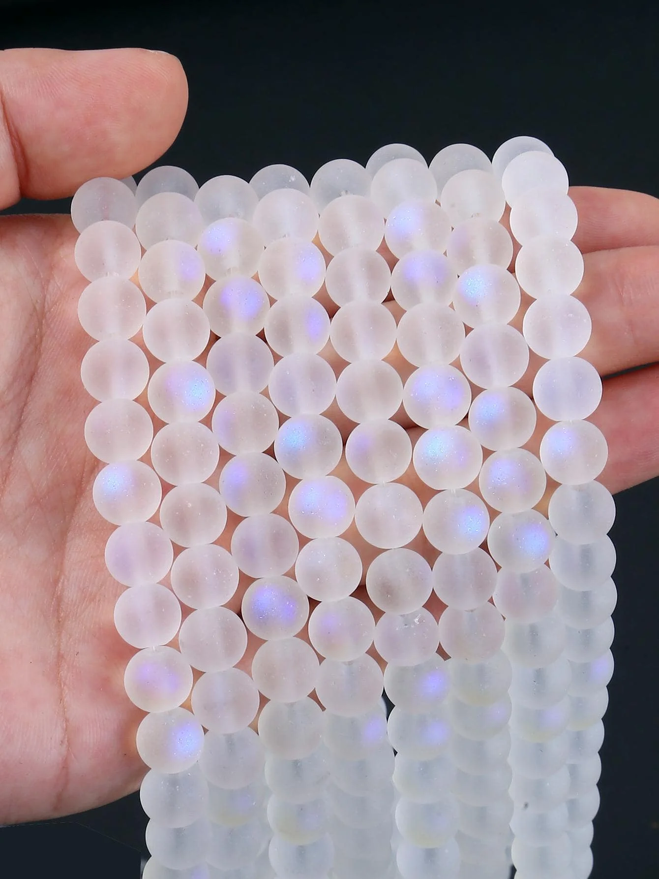 A strand of 50 pcs of 8mm two-color glitter glass beads is used for women\'s DIY jewelry making