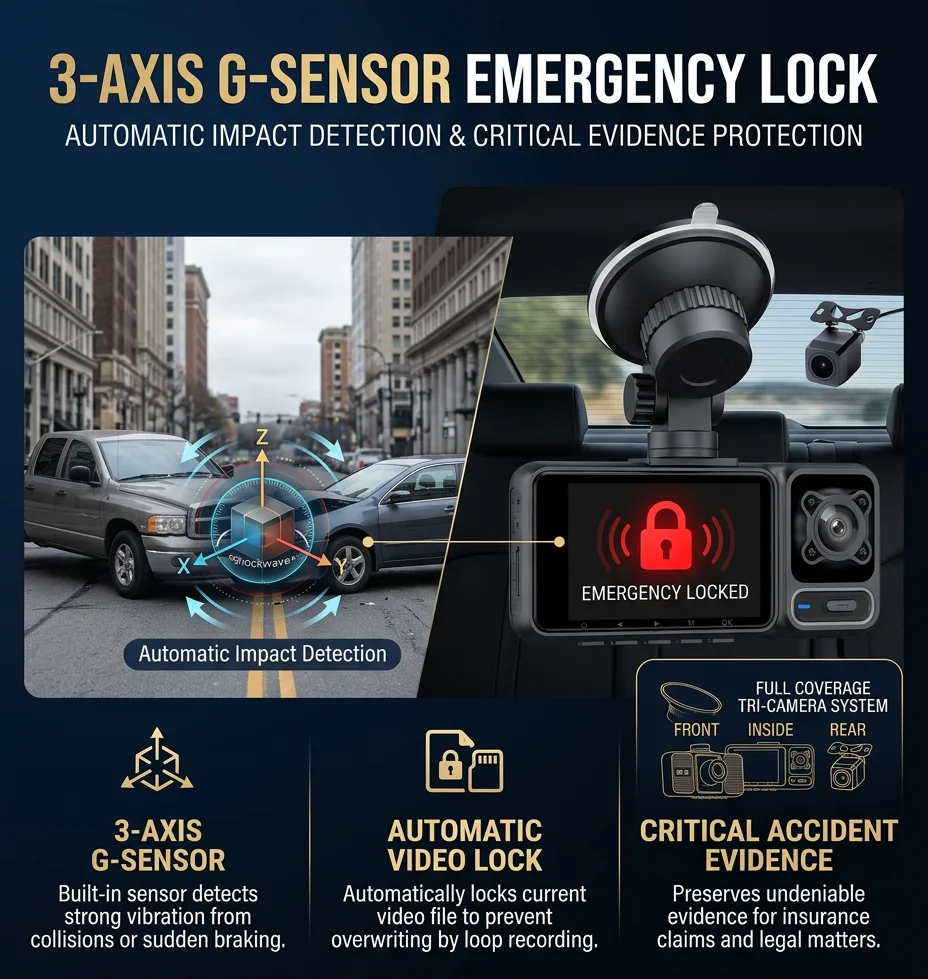4K 2160P Dash Cam 3 Lens WiFi Car DVR Front Inside Rear Triple Camera 720P Video Recorder Allwinner G-sensor 24H Parking Monitor