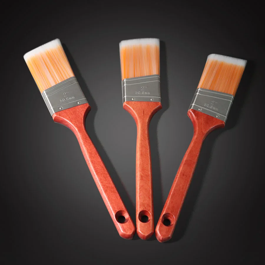 

3-piece set of professional paint brushes, high elasticity bristles, 2 inches with long wooden handles, easy to paint
