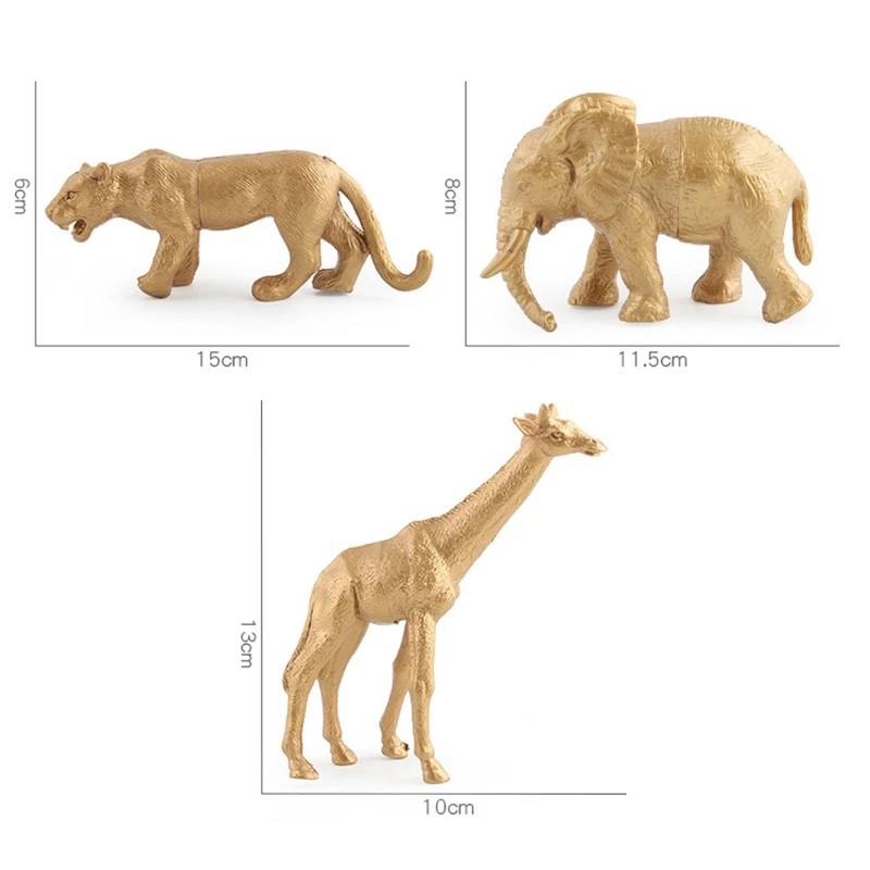 7 Piece/Set Static Gold Edition Simulation Zoo Model Toys Decoration Lion Rhino Giraffe Gift Decoration Toy