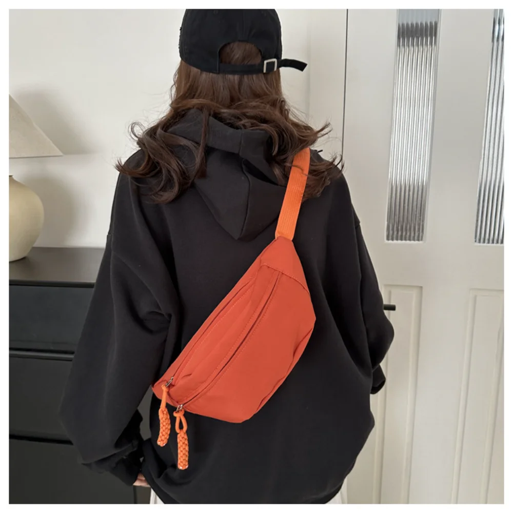 Women Chest Bags Canvas Solid Color Crossbody Waist Packs Running Waist Bag Casual Fanny Packs Sport Half Moon Belt Bag