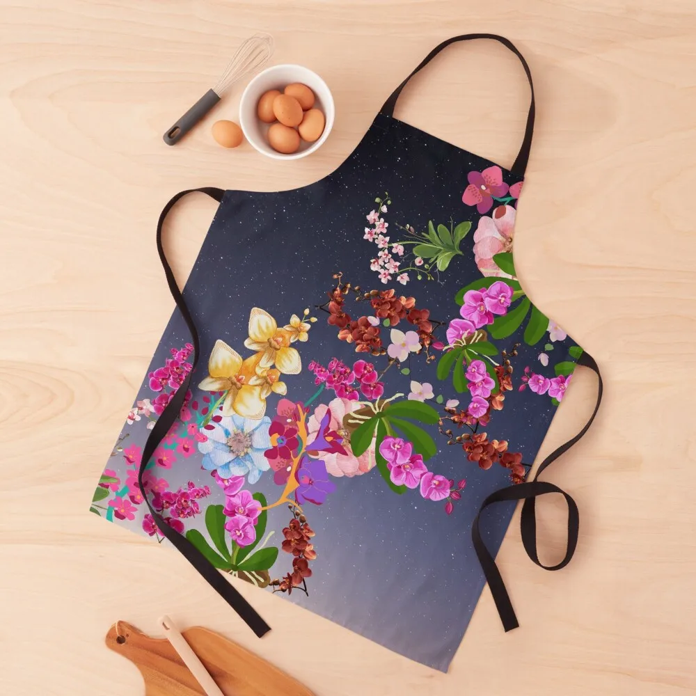

Beautiful Orchids Design Apron Manicurists professional hairdresser women's kitchens Professional Barber Apron