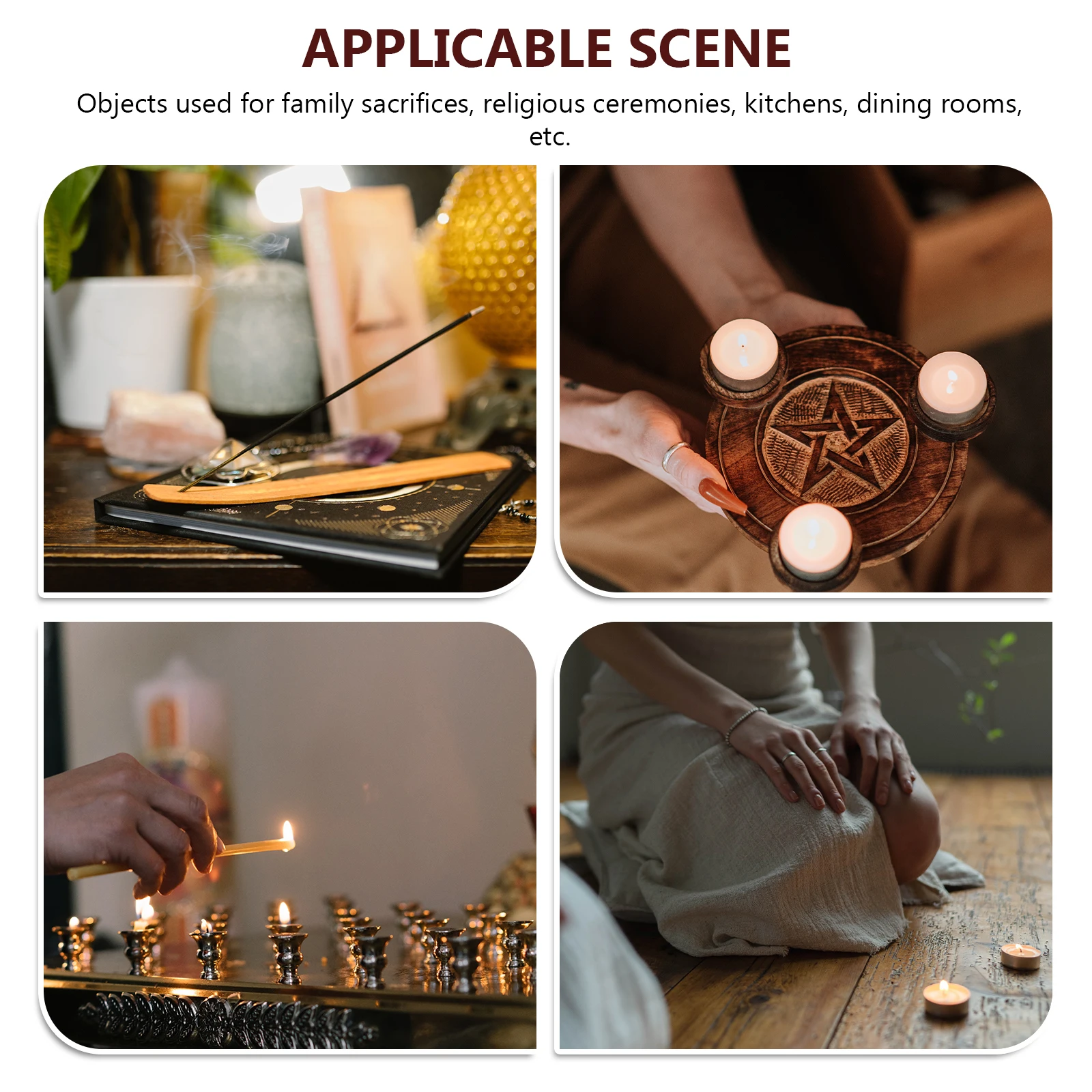 

Five Pointed Star Ritual Wooden Bowl Smooth Carving Design For Worship Sacrifice Home Temple Decoration Offering