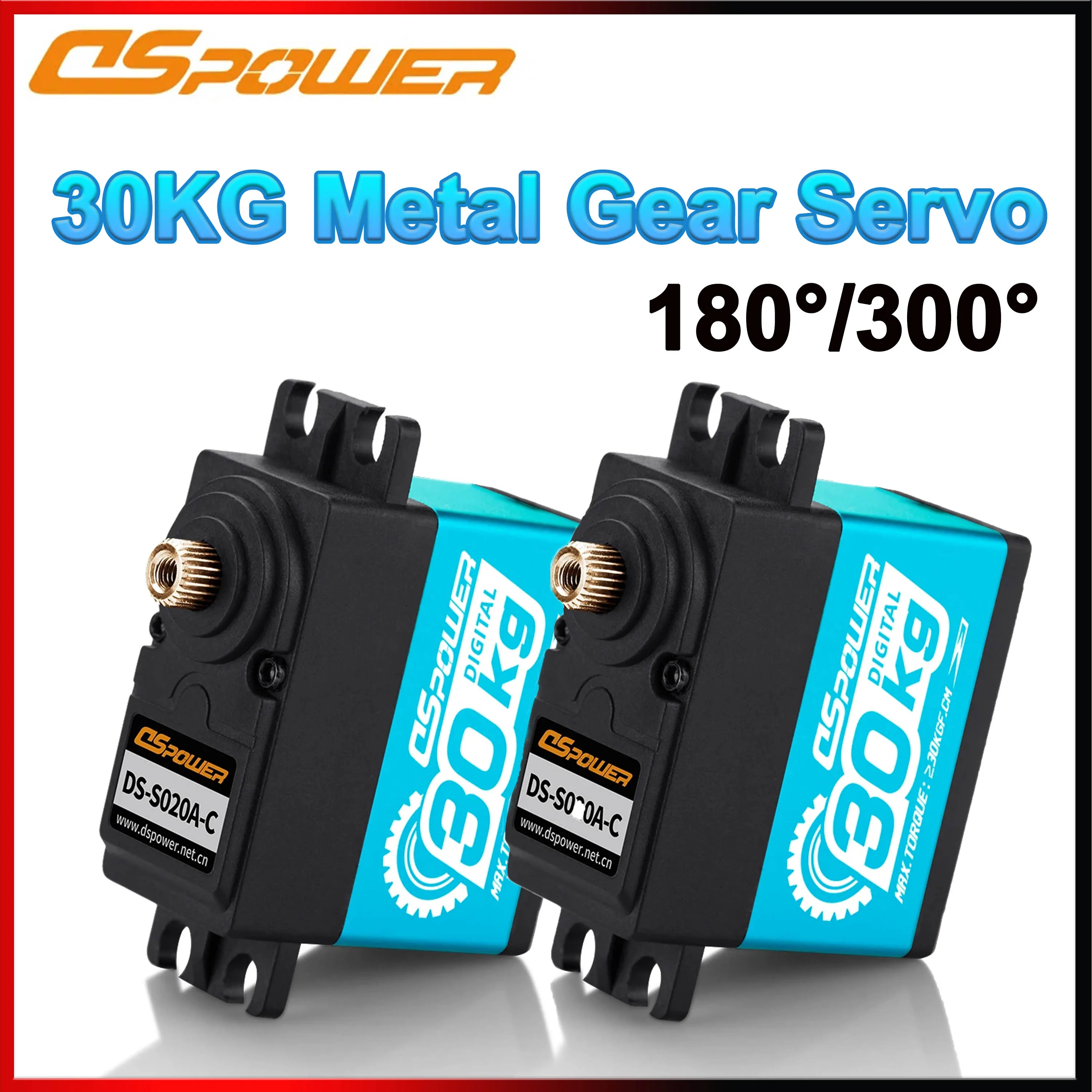 DSpower 30KG Digital Servo Metallgetriebe 180 °   300 °   Halb-Aluminiumgehäuse mit hohem Drehmoment für 1/8 1/10 RC Auto, LKW, Crawler, Panzer, Roboter, Boot