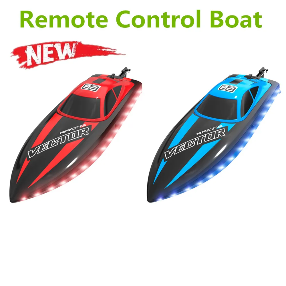 2.4G 4CH RC Boat 30km/H High Speed Electric Racing Speedboat With LED Light Waterproof Toys For Pools And Lake