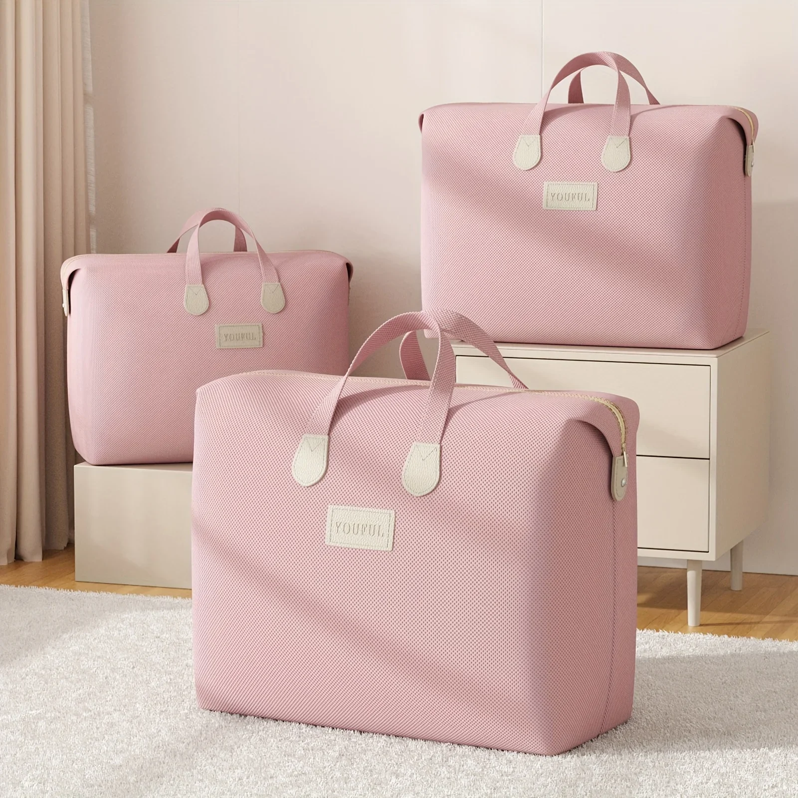 Soft Pink Duffel Bag: Perfect for Travel, Student Dorms, or Home Storage - Handy and Lightweight