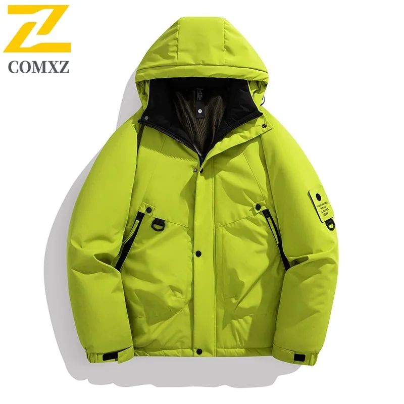 COMXZ 2025 Couples Waterproof Windproof Outdoor Jacket Fleece Lined Sports Coat Riding Jacket tactics reflective windbreaker