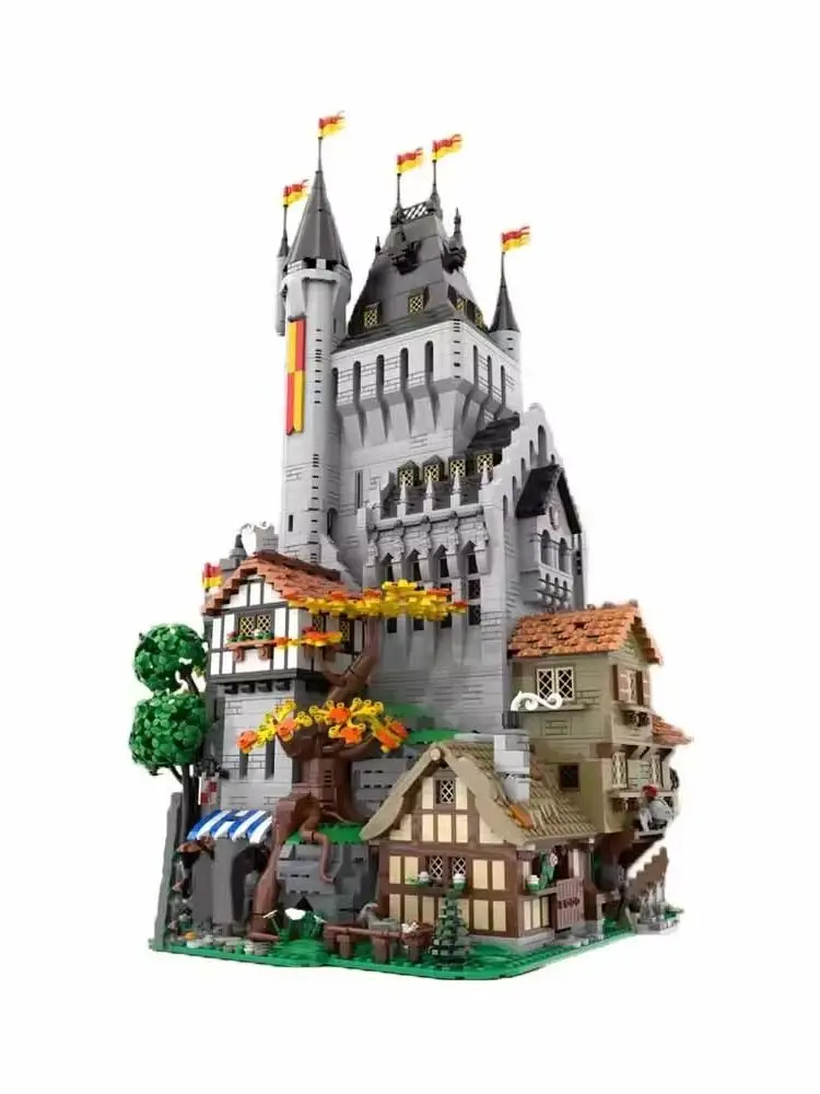 Kreatives Mittelalterliches Stadtansicht-Set „Löwenritter-Hochturm“ MOC-189082 Spielzeug DIY-Bausatz Puzzle Geburtstagsgeschenk für Erwachsene Weihnachten 9691 Teile