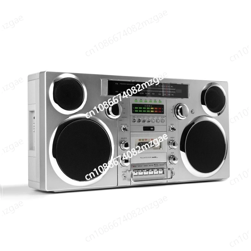 Retro Bluetooth Boombox with CD & Cassette - Portable 1980s Brooklyn Style Speaker, FM Radio & USB