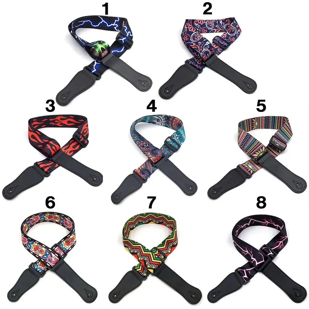 Guitar Strap Multi-Color Guitar Belts Bass Acoustic Electric Guitar Accessories Adjustable Colorful Printing Nylon Guitar Straps