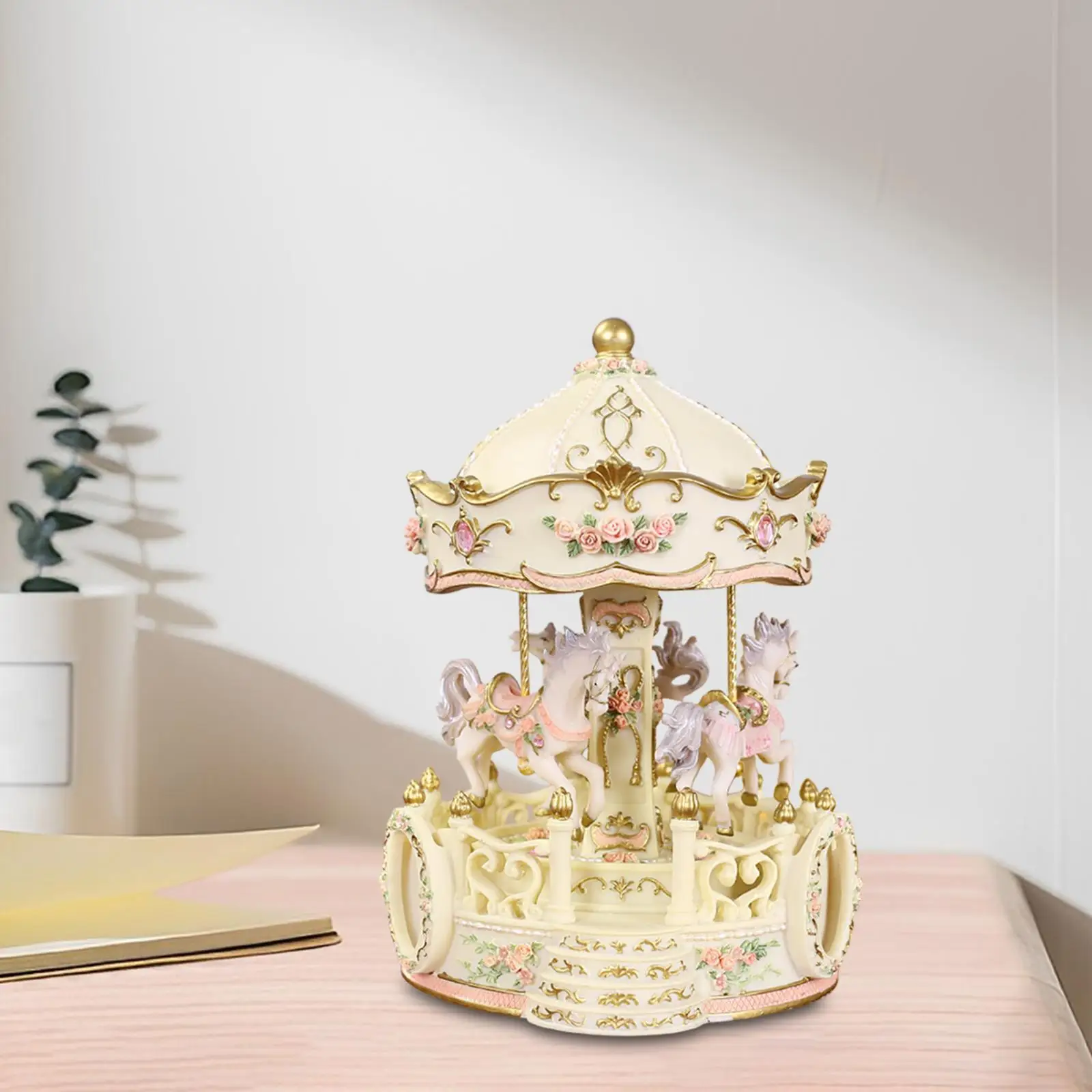 Musical Carousel Music Box Decorative Home Bedroom Lovely Desktop Wind up Music Box Decoration Girls Women Birthday Presents