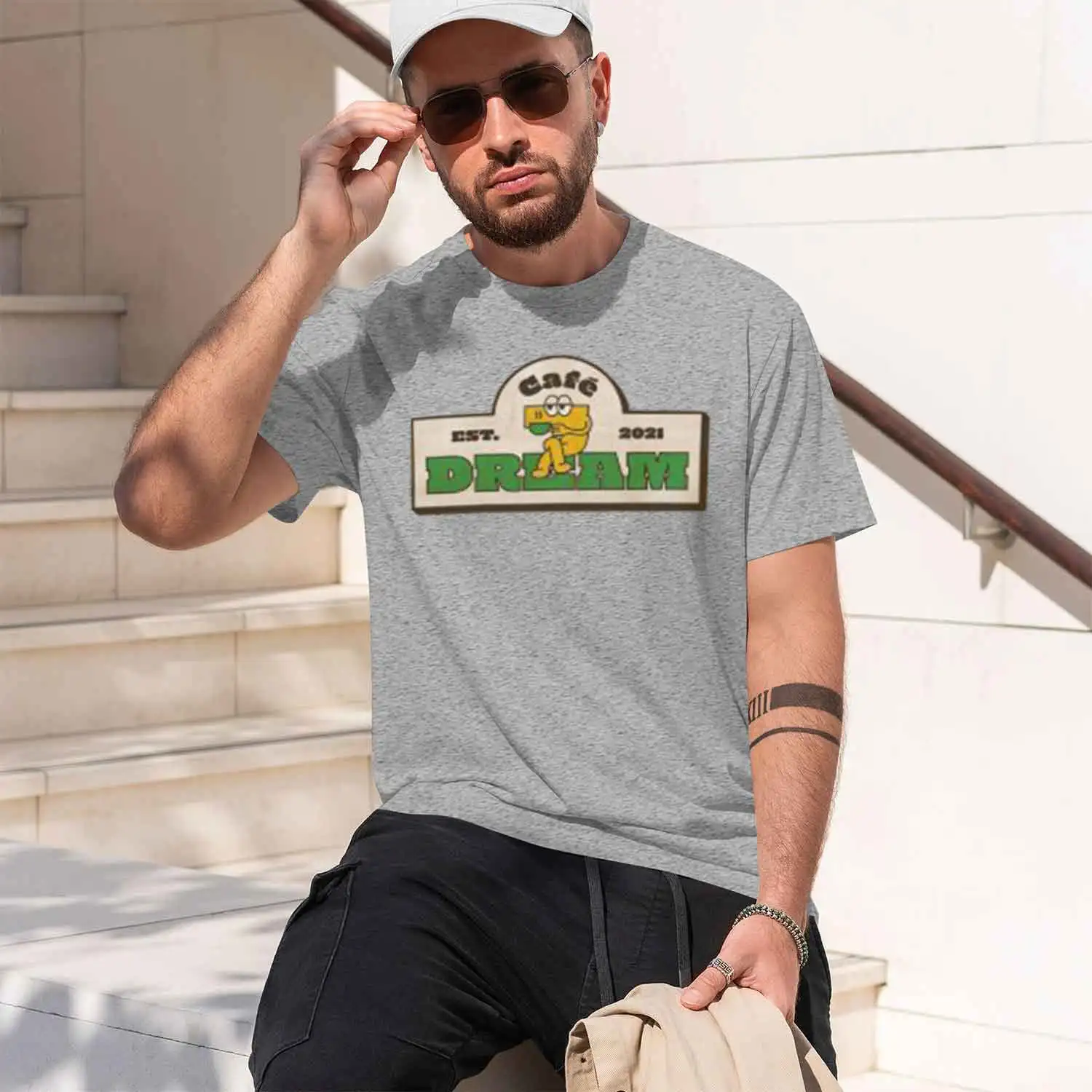 Cafe 7 eam Logo NCT EAM 2026 New Model Men’s Short-sleeve crewneck T-Shirt Classic Casual Multiple Colors and Sizes for Daily We view 4