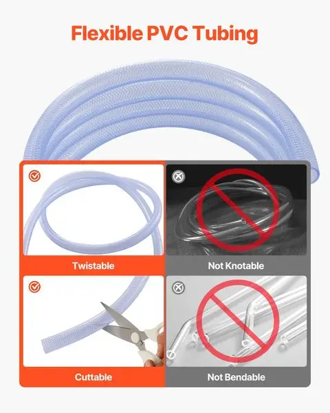 Braided Clear Vinyl Tubing 3/4' ID x 19/20' OD 10FT Plastic PVC Tubing