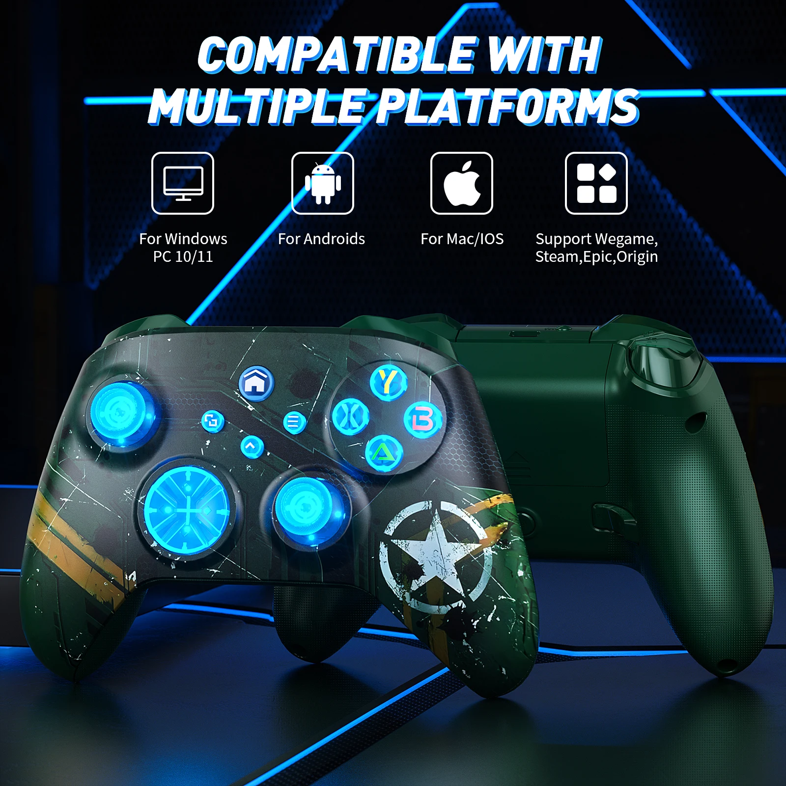 لوحة ألعاب WiFi لاسلكية لوحدة تحكم Xbox المتوافقة مع Xbox One، Xbox Series X/S PC مع وظيفة Turbo/Macro، مقبس سماعة رأس 3.5 مم