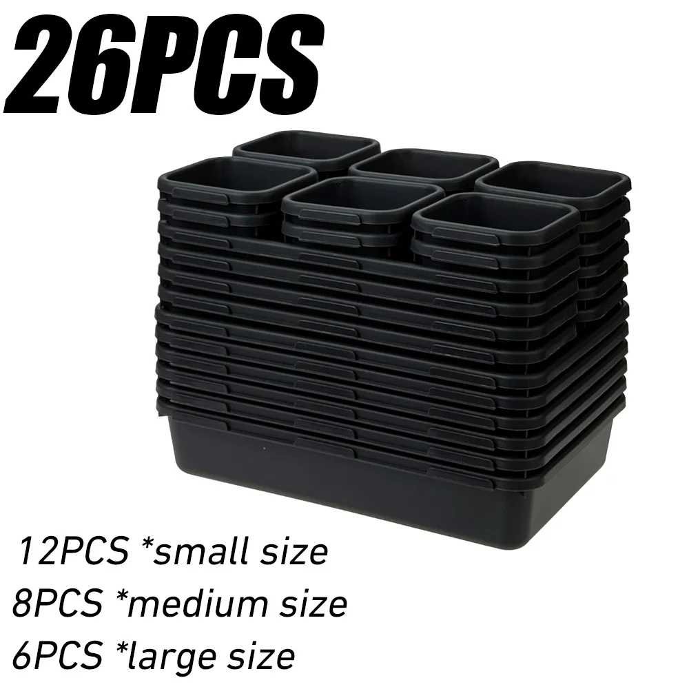 32 Stuks Bureau Lade Organisatoren 3 Size Plastic Grijpende Ondiepe Tool Organizer Lade Verdelers Afscheiders Opbergbakken Container