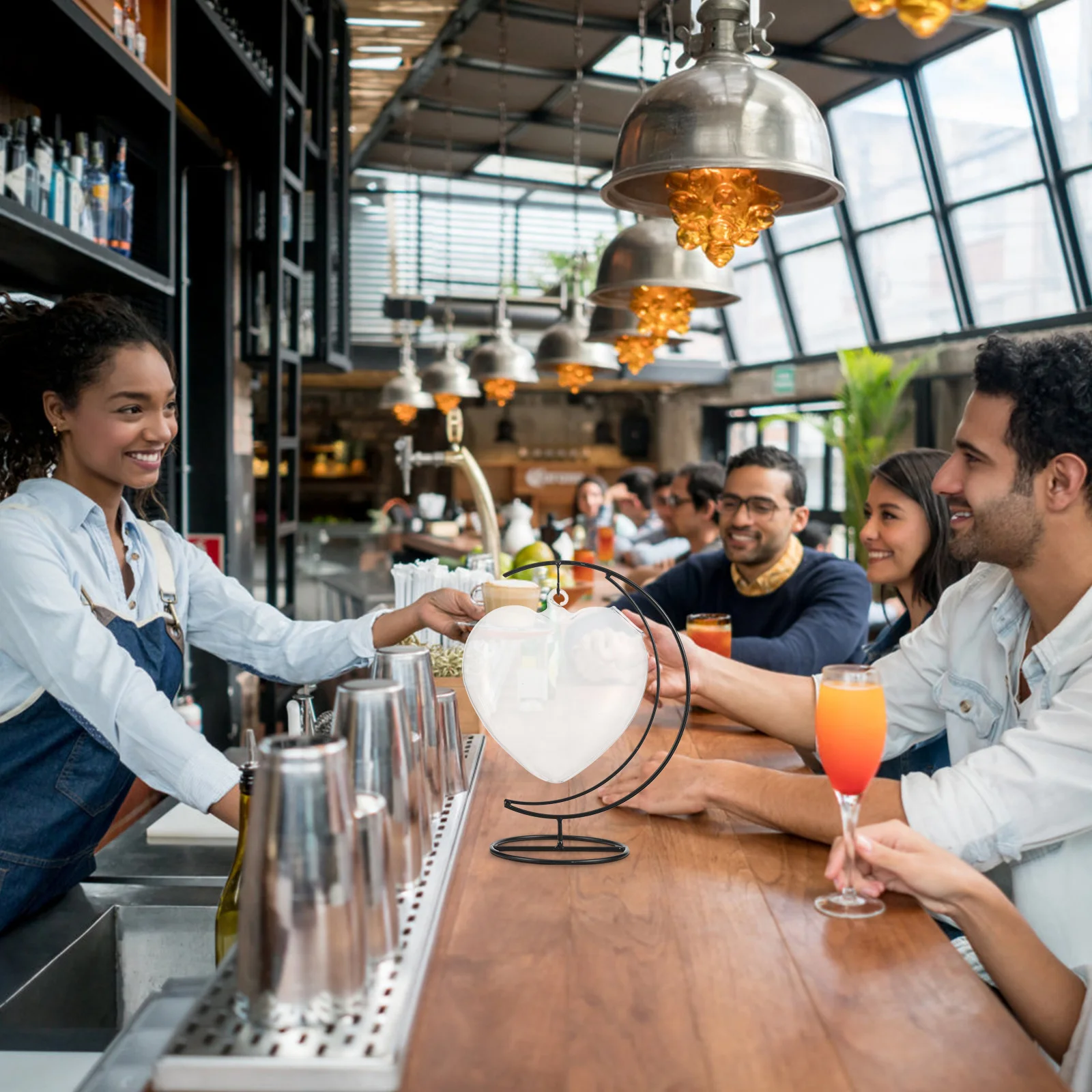 مجموعة واحدة من زجاجات المشروبات الزجاجية المعلقة الأنيقة، حامل حديد، تصميم شفاف، تخزين المشروبات متعدد الأغراض، زجاج معلق #4