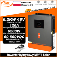 PowMr EU 6.2KW Hybrid Solar Inverters 48V Battery Bank to 230V Max PV 500V Build-in Pure Sine 120A MPPT Solar Charger Controller